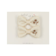 Embroidered Silk Ivory Piggie Clips