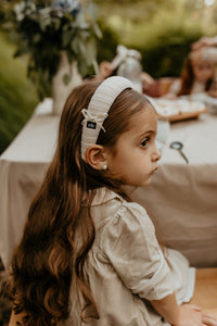 Sand Wide Ribbed Padded Headband with Bow