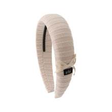 Sand Wide Ribbed Padded Headband with Bow