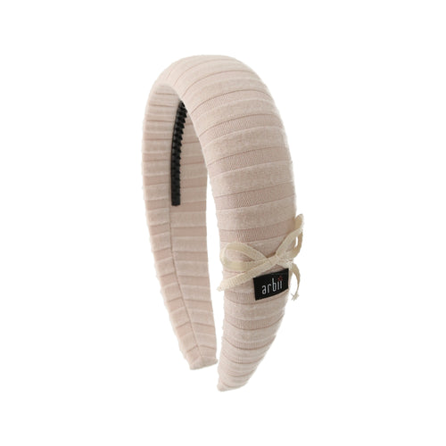 Sand Wide Ribbed Padded Headband with Bow