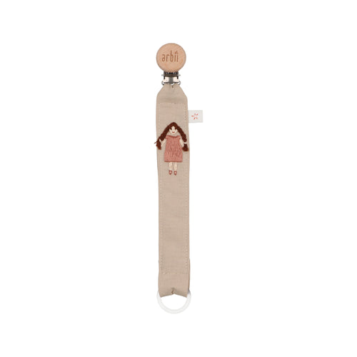 Embroidered Doll Paci Clip