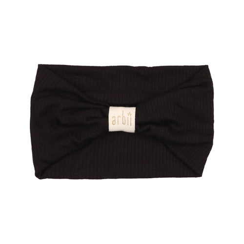 Black Ribbed Logo Turban