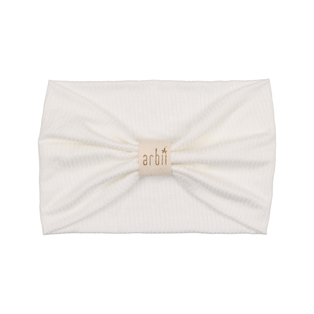 White Ribbed Logo Turban