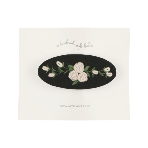 Black / Ivory Rosette Barrette