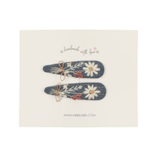 Denim Daisy Embroidered Clips