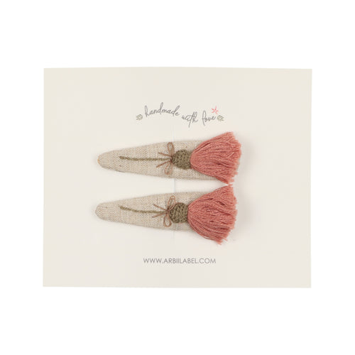 Fringe Flower Embroidered Clips