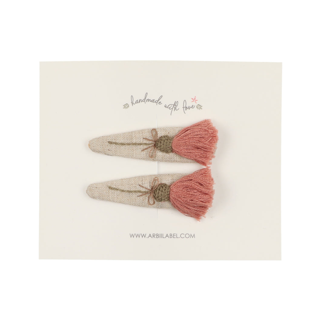 Fringe Flower Embroidered Clips