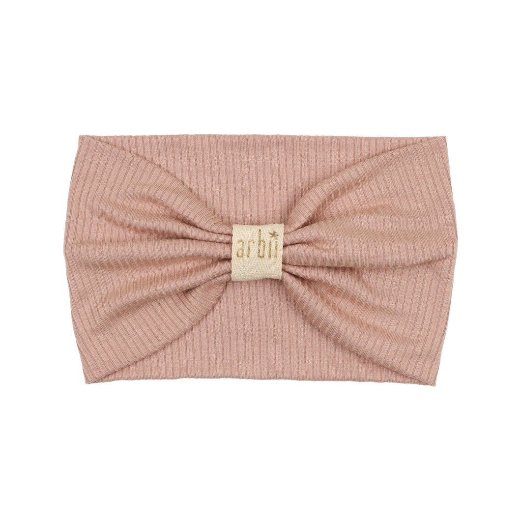 Pink Nude Ribbed Logo Turban