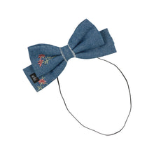 Embroidered Denim Floral Dolly Bow