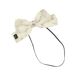 Ivory Linen Floral Dolly Bow