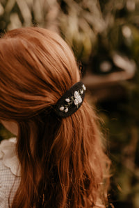 Black / Ivory Rosette Barrette