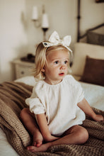Ivory Linen Floral Dolly Bow