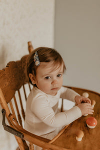 Denim Daisy Embroidered Clips